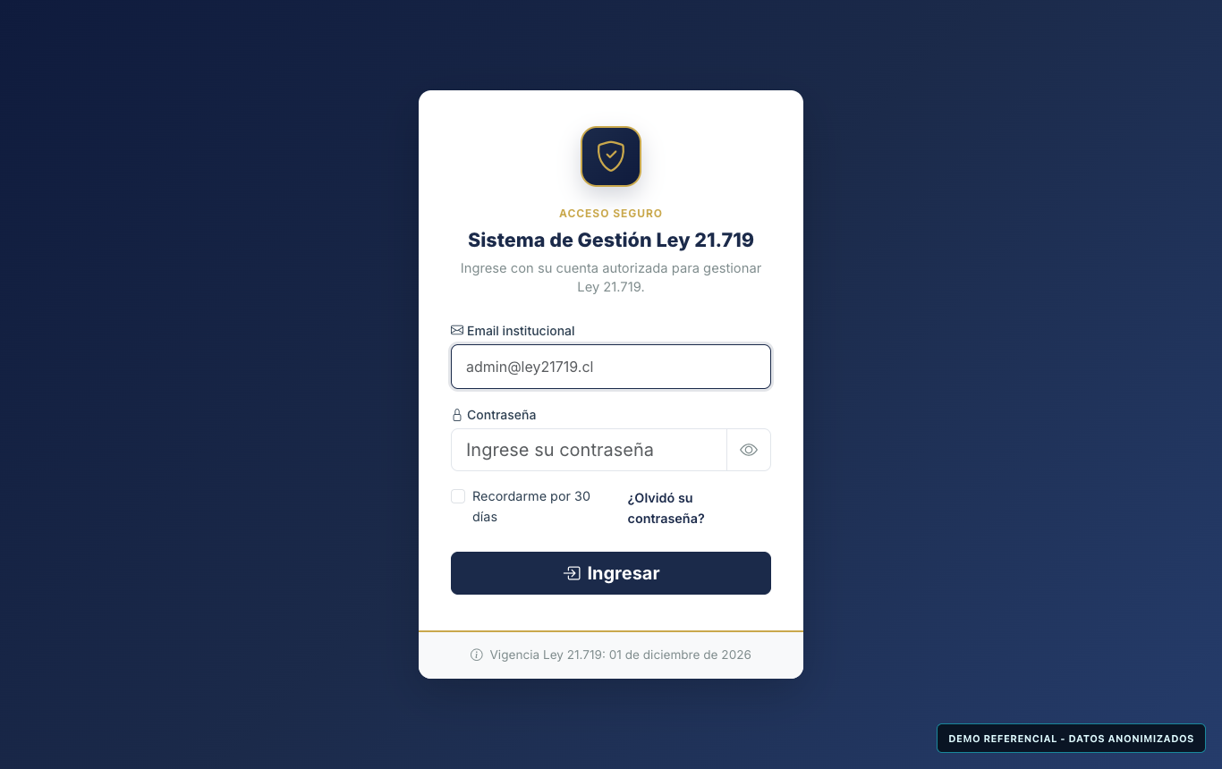 Captura referencial anonimizada del login Datos Personales